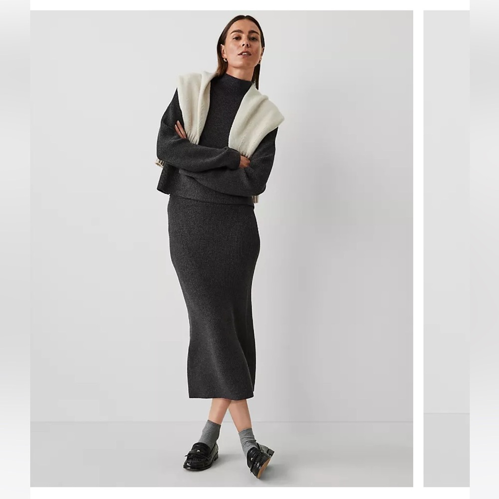 Ann Taylor Chic Gray Knit Skirt